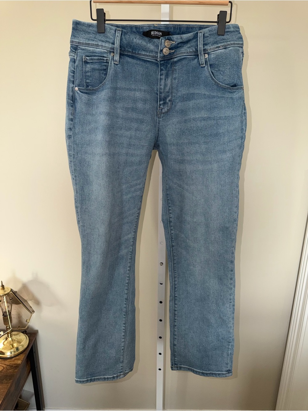Hudson Los Angeles Straight Leg Jeans Size 10 Light Wash Stretch Denim